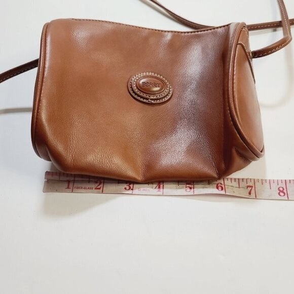 Vintage 90s ESPRIT Brown Barrel Leather Crossbody Purse - Picture 11 of 12